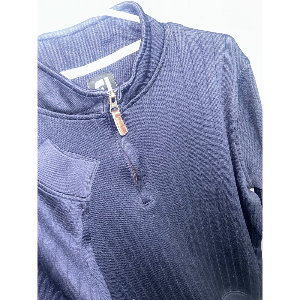 FootJoy FJ Golf Pullover Mens 1/4 Zip Sweater Navy Blue Ribbed Textured Poly M